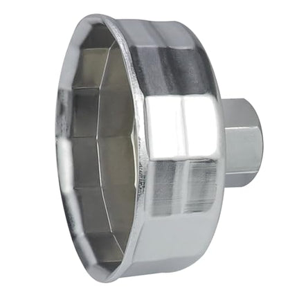 64mm 14 Flutes Oil Filter Socket for Lexus, Scion, Toyota Oil Filter Wrench Oil Filters Cap Removal Tool Chrome Vanadium Steel Oil-Filter Wrenches, Silver