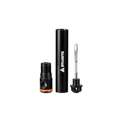 Granite Suture Aero Tire Plug Kit with Integrated CO2 Inflator, Tubeless Tire Repair Kit with 2 Size Plugs, CO2 Tire Inflator Works with Presta Valve - color: Black