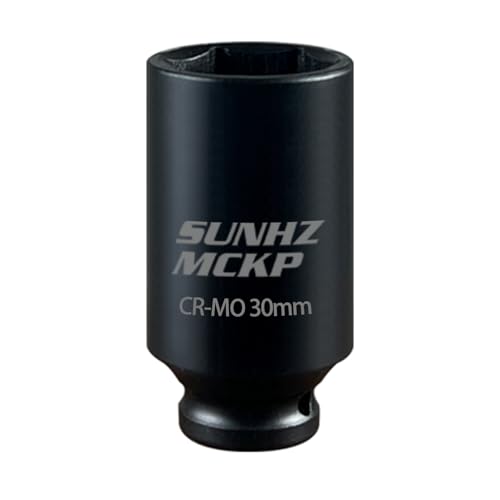 SUNHZMCKP 1/2" Drive Impact Socket, Metric 30 mm Deep 6 Point Socket, CR-MO, Axle Nut Impact Grade Socket for Easy Removal - color: Metric, size: 30 mm