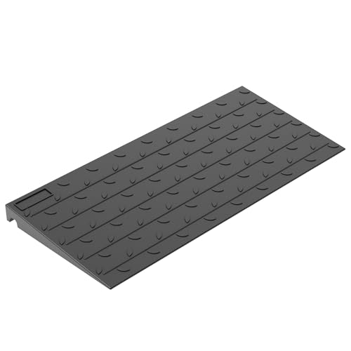OrangeStar Heavy Duty 2" Rise Rubber Threshold Ramp | Wheelchair & Scooter Ramp with Cord Channel, Non-Slip Angled Entry for Doorways, Steps & Garages (Black, 36" Length) - size: 2in