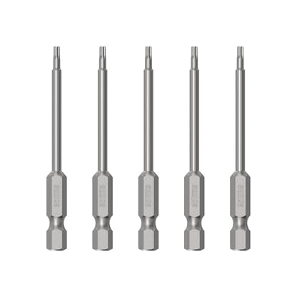 5PCS T8 Magnetic Tamper Proof Torx Screwdriver Bits, 1/4 Inch Hex Shank 3 Inch Length S2 Steel Security Drill Torx Head Drill Screw Driver Tools(75mm Long, Star 6 Point) - size: T8