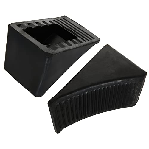 CertBuy 4 Pack Wheel Chock for Trailers, RV Wheel Chocks Heavy Duty, Black Rubber Wheel Chocks, Trailer Wheel Chocks for Car, Travel Trailers, RV, Truck, and ATV, 6.3"×4"×4"