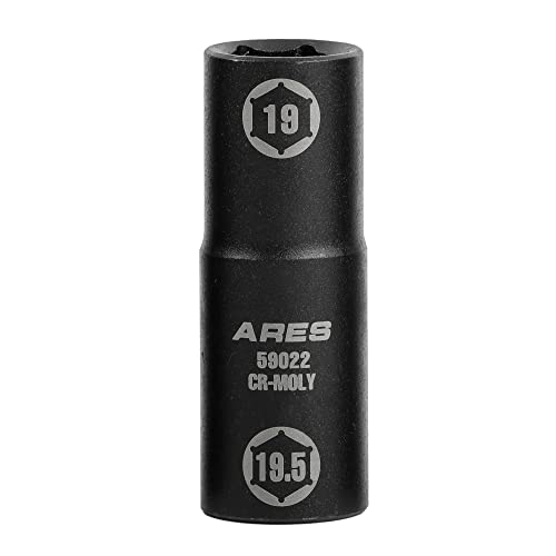 ARES 59022 19x19.5mm Half Size Lug Nut Flip Socket - 1/2-In Drive | Removes Warped, Damaged & Bloated Chrome Capped Lug Nuts - size: 19 x 19.5mm