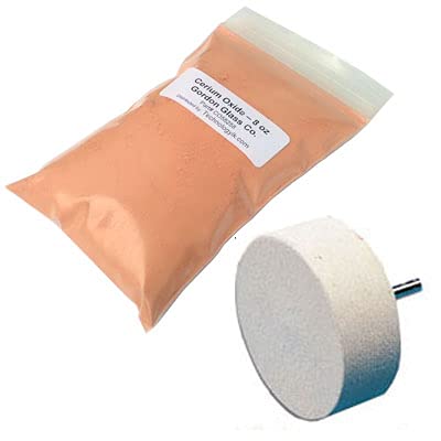 Gordon Glass™ Cerium Oxide High Grade Polishing Powder - 8 Oz and 3" Felt Polishing Wheel Kit