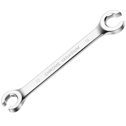 Flare Nut Wrench, 12mm x 14mm Double Open End Metric Wrench for Removing and Replacing Nuts for Automotive Repairs and Household Maintenance - size: 12mm x 14mm