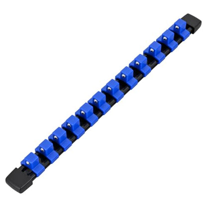 GOOACC Socket Organizer ABS Socket Holder 1/2 Inch Drive Socket Rail Holders Stores up 12 Clips x 1/2" Impact Sockets Organizers Rails for Tool Box Drawer, 1 Piece Blue - size: Clip Rail 1PC 1/2" Blue