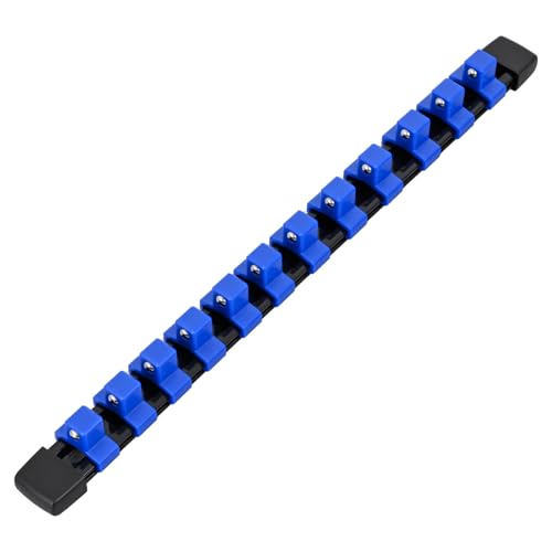 GOOACC Socket Organizer ABS Socket Holder 1/2 Inch Drive Socket Rail Holders Stores up 12 Clips x 1/2" Impact Sockets Organizers Rails for Tool Box Drawer, 1 Piece Blue - size: Clip Rail 1PC 1/2" Blue