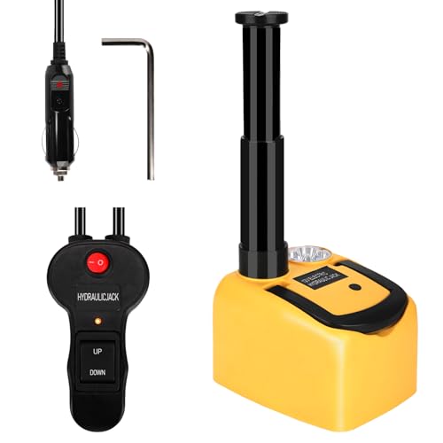 ROGTZ Electric Hydraulic Car Jack Kit 5 Ton 12V Ultra-Portable Auto Car Lift with 17.7 Inch Range for SUV Sedan Truck Repair Floor Jack for Tire Change with LED Lightweight for Easy Storage - color: Yellow Jack Only