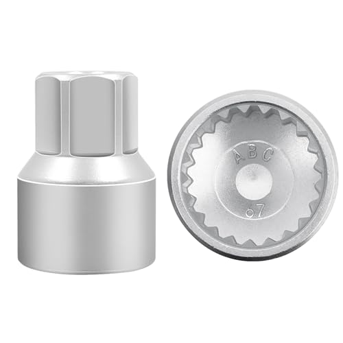ABC-67 21Pt Outer Ring 2mm Wheel Locking Nut Key for Porsche VW | Wheel Lock Nut Socket Adapter, Anti-Theft Lug Nut Removal Tool, Anti-Theft Screw Remover, Repair Tool, Tyre Fitting, garage - color: ABC-67 Outer ring thickness: 2mm
