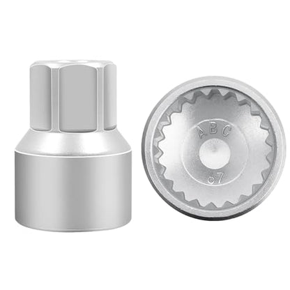 ABC-67 21Pt Outer Ring 2mm Wheel Locking Nut Key for Porsche VW | Wheel Lock Nut Socket Adapter, Anti-Theft Lug Nut Removal Tool, Anti-Theft Screw Remover, Repair Tool, Tyre Fitting, garage - color: ABC-67 Outer ring thickness: 2mm