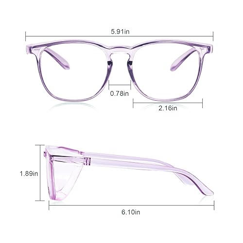 Stylish Safety Glasses Goggles for Women Girls Anti-fog Glasses Protective Eyewear Clear Glasses - color: Purple + Clear