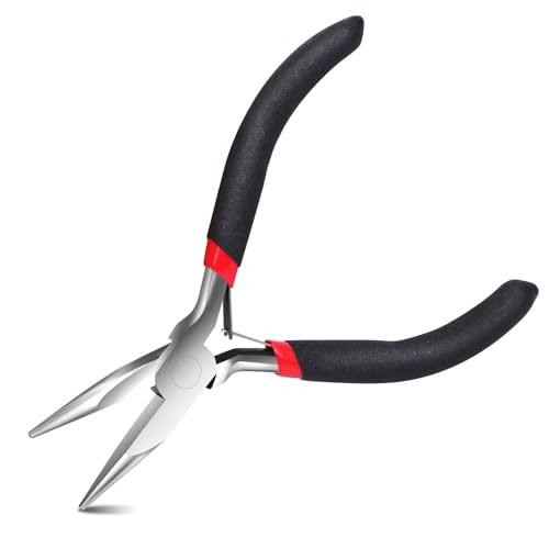 Black Needle Nose Pliers 4.5 Inch Long Nose Pliers with Comfort Grip for Jewelry Making, Handmade Craft, Wire Wrapping