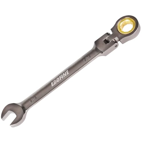 Egofine 9/16 Ratchet Wrench Flex Head, 9/16 Wrench Ratcheting Combination Wrenches SAE, Industrial Grade Gear Spanner with 12 Point Box End, 72-Teeth Ratchet Nickel Plating, Chrome Vanadium Steel - style: 9/16inch