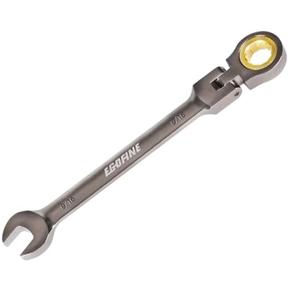 Egofine 9/16 Ratchet Wrench Flex Head, 9/16 Wrench Ratcheting Combination Wrenches SAE, Industrial Grade Gear Spanner with 12 Point Box End, 72-Teeth Ratchet Nickel Plating, Chrome Vanadium Steel - style: 9/16inch