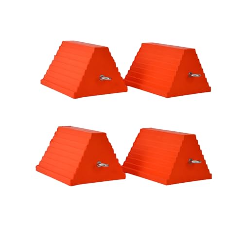 Wheel Chocks, Heavy Duty Wheel Chock with Handle，Rubber Wheel Chocks for Boat Trailers, RV, Truck, Camper, 4 Pack (Orange) - color: ORANGE-4