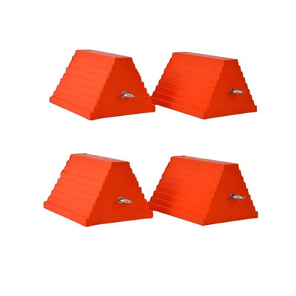 Wheel Chocks, Heavy Duty Wheel Chock with Handle，Rubber Wheel Chocks for Boat Trailers, RV, Truck, Camper, 4 Pack (Orange) - color: ORANGE-4