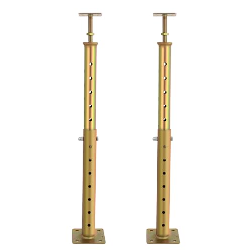 2 Pcs Adjustable Basement Floor Jack, 18"-36” (1'5"-3') Height Range, Floor Joist Screw Jack for Temporary Support Or Leveling, Heavy Duty House Floor Jack Height Capacity 5570lbs (2 Gold Jacks)