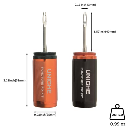 Bike Tubeless Tire Repair Kit, Puncture Repair kit for MTB and Bike | Bike Tire Plug Kit Includes Storage Canister, Plugger Tool and Bacon Strips - color: Black