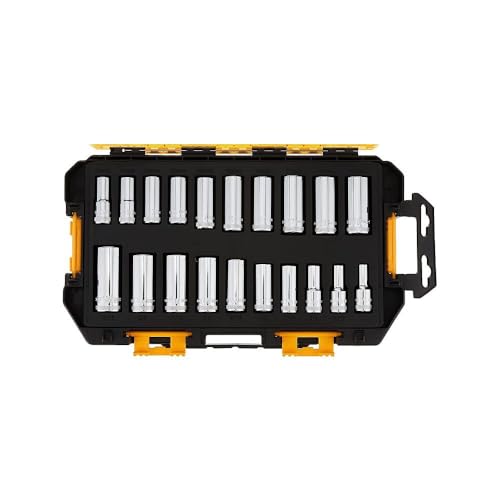 DEWALT DWMT73812 Tool Kit 3/8'' Drive Deep Socket Set, 20 Piece - size: One Size, style: 3/8" Drive