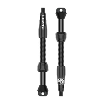 LEZYNE CNC TLR Valve Pro Tubeless Valve Pair for MTB, Gravel & Road Bikes | CNC Aluminum Presta Valve Stems, Bicycle Tire Insert Compatible, Sealant Friendly - 60mm, Black (1-PK-TLRVL60-V204) | tire-valve-tools - color: Black, size: 60 mm