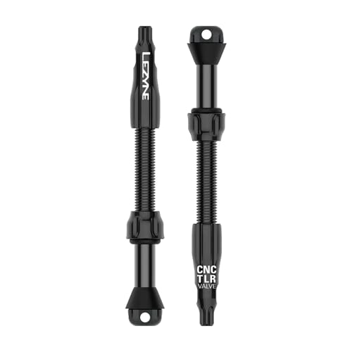 LEZYNE CNC TLR Valve Pro Tubeless Valve Pair for MTB, Gravel & Road Bikes | CNC Aluminum Presta Valve Stems, Bicycle Tire Insert Compatible, Sealant Friendly - 60mm, Black (1-PK-TLRVL60-V204) | tire-valve-tools - color: Black, size: 60 mm