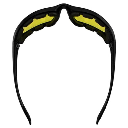 MF MotoFrames Payback Padded Motorcycle Sunglasses Black Frames - color: Black Frame/Yellow Lens