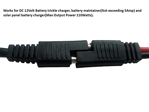 Sunway Solar 16FT Battery Charger Extension Cable SAE Connectors with Ring Terminal and Bare Strip Wire Adapter Quick Connect for 12V Battery Trickle Charger and Maintainer,and 12 Volt Solar Panel - size: 3 Connectors