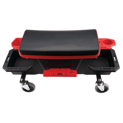 Performance Tool W85035 Heavy Duty Roller Mechanics Seat and Brake Stool with 4-Inch Rubber Swivel Casters Roll Over - style: Rolling Storage Garage Seat