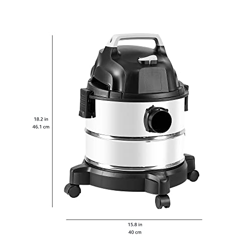 Amazon Basics Wet Dry Shop Vacuum Cleaner, 4 Gallon, 3 HP Stainless Steel, Grey/Black - size: 4 gallon Shop, 3 HP