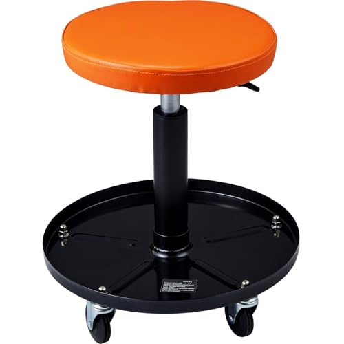 Mechanic Stool,Rolling Pneumatic Creeper Garage/Shop Seat,Adjustable Mechanics Rolling Creeper Seat Stool Tool Tray for Shop Garage,Black