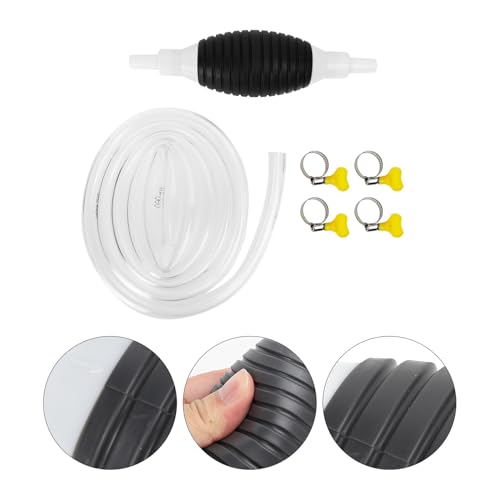 Manual Transfer Pump Hose Kit 2 Meters with 2 Clamps, Hand Siphon Pump for Car Gasoline, Motorcycle, Fish, and Home Use