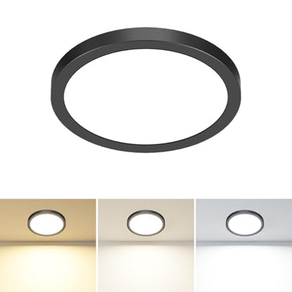 1PACK LED Flush Mount Ceiling Light Fixture Black,4.7Inch 3000k/4500k/6000K Ceiling Light, Ultra-Thin LED Recessed Ceiling Light for Bedroom, Living Room, Kitchen, Hallway - color: Black, size: 4.7Inch-1pack