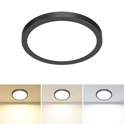 1PACK LED Flush Mount Ceiling Light Fixture Black,4.7Inch 3000k/4500k/6000K Ceiling Light, Ultra-Thin LED Recessed Ceiling Light for Bedroom, Living Room, Kitchen, Hallway - color: Black, size: 4.7Inch-1pack