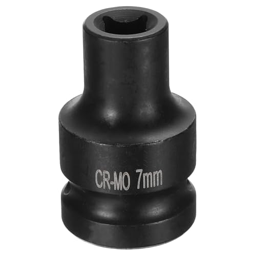 HARFINGTON 4 Point Square Socket 1/2" Drive 7mm Metric Square Impact Socket CR-MO Blackening Standard Wheel Sockets Pneumatic Socket Tool for Auto Repair Mechanical Maintenance Home Use - size: 7mm