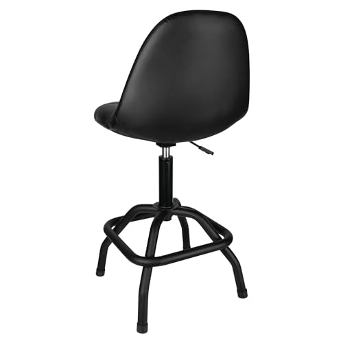 Performance Tool W85031 Pneumatic High Back Adjustable Swivel Bar Stool with Back Support for Home, Bar, and Shop, Black, 26-32-Inches High - style: High Back Pneumatic Shop Stool