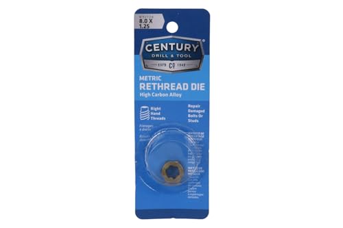 Century Drill & Tool, 92704, 8.0 X1.25,Rethreading Die,Tool Set, Thread Repair - size: 8.0 X 1.25