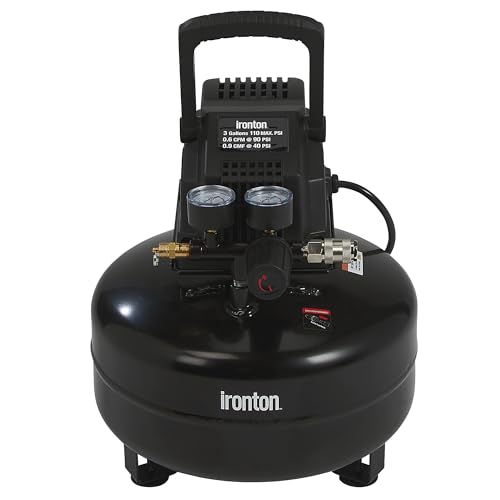 Ironton Oil-Free Pancake Air Compressor, 0.3 HP, 3 Gallons, 110 PSI