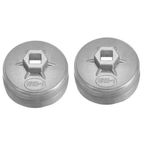 HARFINGTON 2pcs Oil Filter Cap Wrench 14 Flute 81.5 x 45.5 x 74mm (WxHxID) 1/2" Square Drive Aluminum Cup Type Drive Metric Oil Filter Socket Removal Tool for Engine Conduit Fittings - size: 14 Flute 81.5 x 45.5 x 74mm