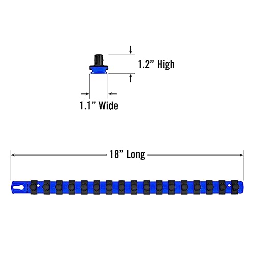 Ernst Manufacturing 18-Inch Socket Organizer with 17 1/2-Inch Twist Lock Clips, Blue (8405-Blue-1/2) - color: Blue, size: 1/2-Inch Twist Clips, style: 18-Inch