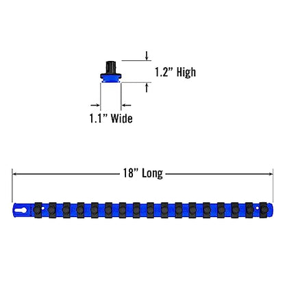 Ernst Manufacturing 18-Inch Socket Organizer with 17 1/2-Inch Twist Lock Clips, Blue (8405-Blue-1/2) - color: Blue, size: 1/2-Inch Twist Clips, style: 18-Inch