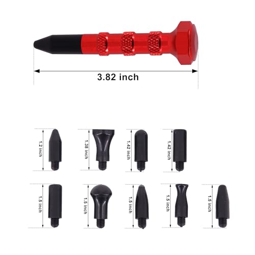 Dent Repair Tool Kits,Car Paintless Removal Tools Inclued Stainless Steel Tap Down Pen with 9 Heads Kit and Rubber Hammer for Car Refrigerator Door Dent Removal Tools - style: 11PCS