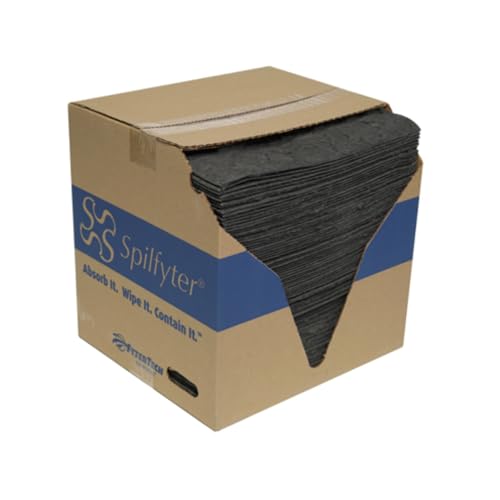 Spilfyter Premium Absorbent Pads, 16" x 18", 100 Count | Single Ply, Maximum Absorption, For Professional Tasks, Ideal for Extra-Heavy Spills, DB-75
