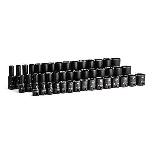 Capri Tools 3/8 in. Drive Shallow, Semi-Deep and Deep Impact Socket Set, Metric, 8 to 22 mm, 45-Piece - size: Shallow, Semi-Deep & Deep Set / 8-22 mm