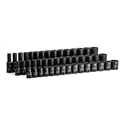 Capri Tools 3/8 in. Drive Shallow, Semi-Deep and Deep Impact Socket Set, Metric, 8 to 22 mm, 45-Piece - size: Shallow, Semi-Deep & Deep Set / 8-22 mm