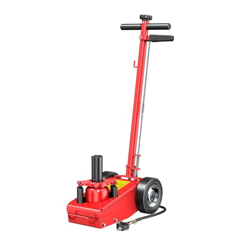 22 Ton 3-Position Air Hydraulic Floor Jack, 225mm - 435mm 44000lbs Pneumatic Hydraulic Heavy-Duty Truck Jack Air-Operated Axle Bottle Jack Service Repair Lifting Tool for Garages Repair Shops
