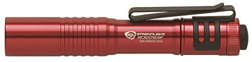 Streamlight 66323 MicroStream 45-Lumen 420-Candela EDC Ultra-Compact LED Flashlight with AAA Alkaline Battery, Clear Retail Packaging, Red - color: Red, size: Non-Rechargeable (Pack of 1), style: Clear Retail Packaging