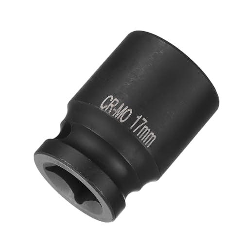 HARFINGTON 4 Point Square Socket 1/2" Drive 17mm Metric Square Impact Socket CR-MO Blackening Standard Wheel Sockets Pneumatic Socket Tool for Auto Repair Mechanical Maintenance Home Use - size: 17mm