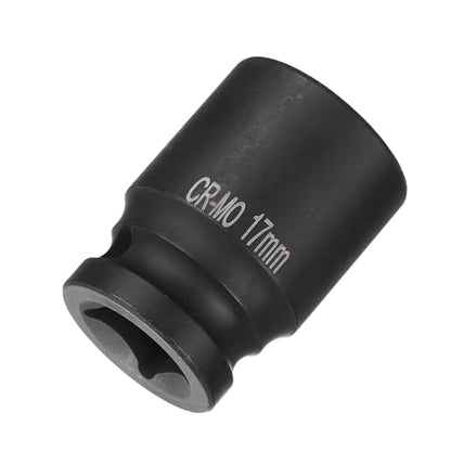 HARFINGTON 4 Point Square Socket 1/2" Drive 17mm Metric Square Impact Socket CR-MO Blackening Standard Wheel Sockets Pneumatic Socket Tool for Auto Repair Mechanical Maintenance Home Use - size: 17mm