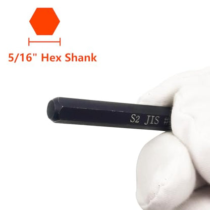 JIS B4633 Impact Screwdriver Bits For Impact Driver, 5/16" Hex Shank, S2 Alloy Steel,75mm Long- Ideal for Japanese Automotive & Motorcycle Repairs (JIS #1+#2+#3+SL8) - size: JIS #1+#2+#3+SL8