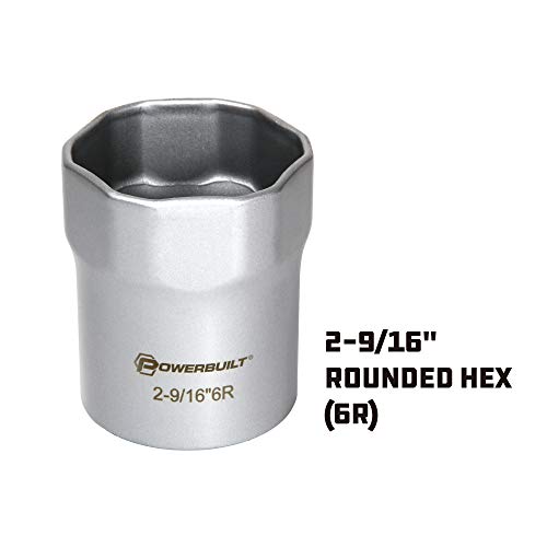 Powerbuilt 2-9/16 Inch Rounded Wheel Bearing Lock Nut Socket, 6 Point Hex, Dodge Trucks Manual Hubs - 647067 - style: 2-9/16" Rounded Hex